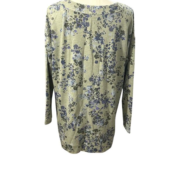 J. Jill grey floral button up top soft small petite stretch casual classic - Picture 2 of 6